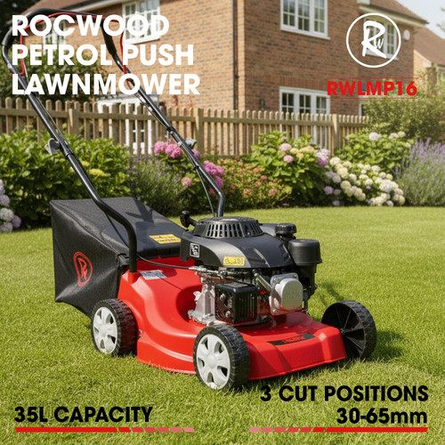 Petrol lawnmower push rocwood - push,